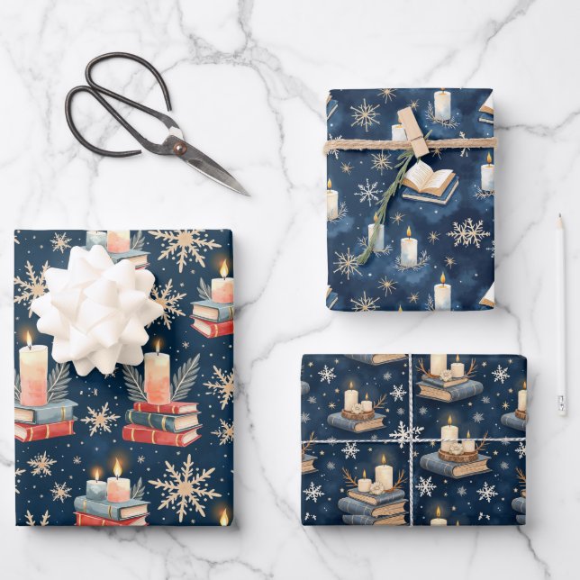 Weihnachtsfeiertag Geschenkwrap für das Buch Lover Geschenkpapier Set (Vorderseite)