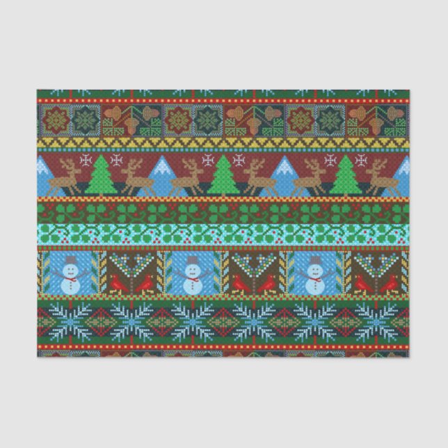 Weihnachtsfeiertag Gezwitschter-Muster Rentiere Seidenpapier (Vorderseite)