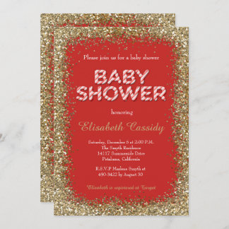 Weihnachtsfeiertag Glitzer Kinderdusche Einladung