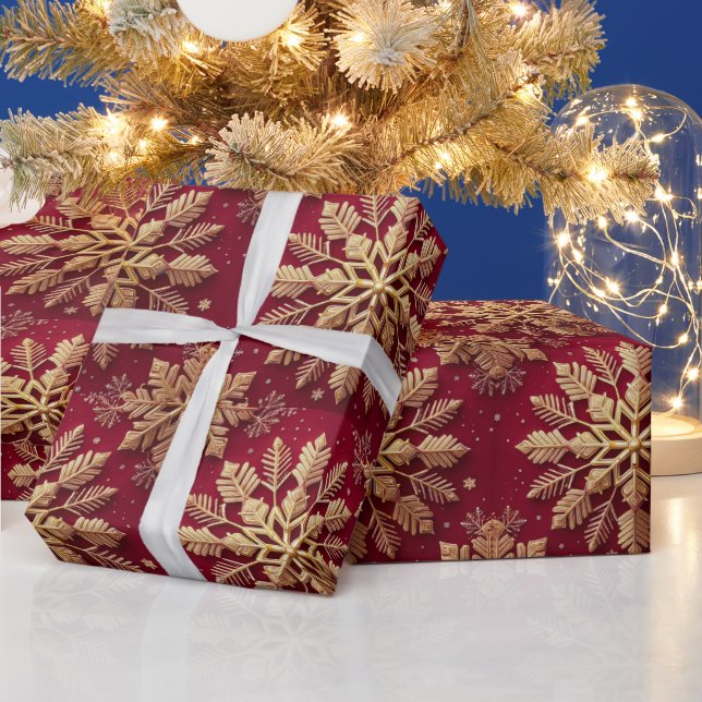 Weihnachtsfeiertag Goldene Schneeflocke Geschenkpapier (Feiertage)