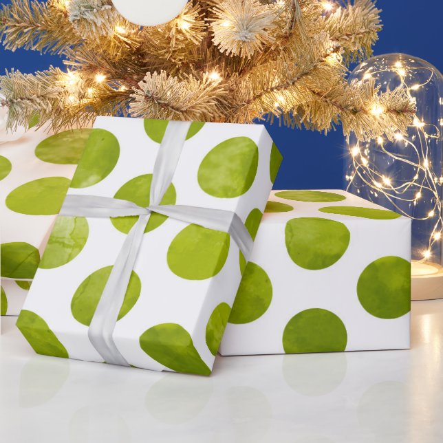 Weihnachtsfeiertag Green Polka Dot Modernes Gesche Geschenkpapier (Feiertage)