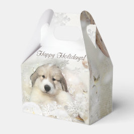 Weihnachtsfeiertag Große Pyrenäen Wasserfarbe Geschenkschachtel