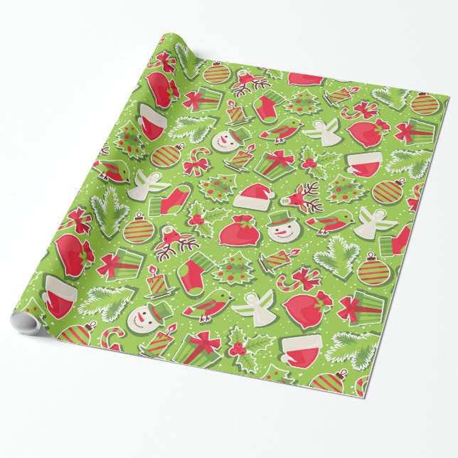 Weihnachtsfeiertag Grün Geschenkpapier (Ungerollt)