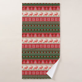 Weihnachtsfeiertag Grün Rot Badehandtuch