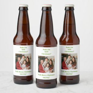 Weihnachtsfeiertag grüner Text Foto  Bierflaschenetikett