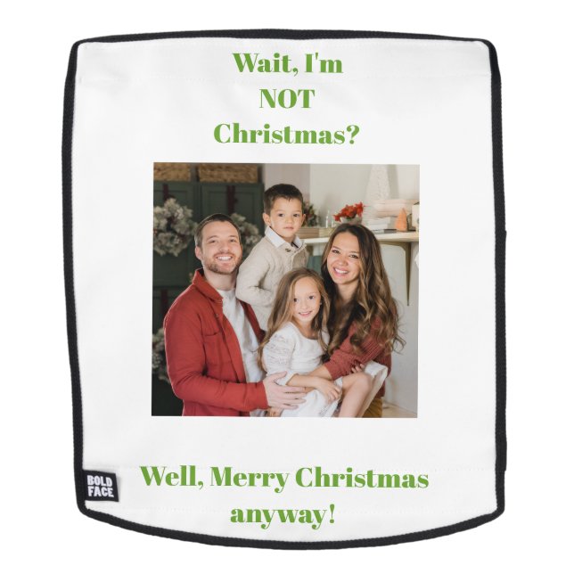 Weihnachtsfeiertag grüner Text Foto  Rucksack (Abnehmbare Front)