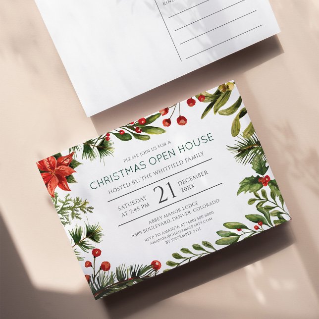 Weihnachtsfeiertag Grünhaus Einladungspostkarte (Von Creator hochgeladen)