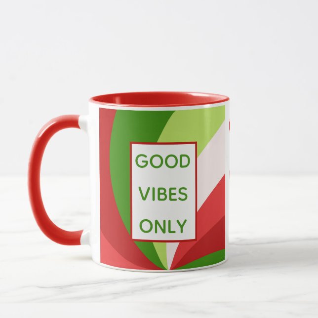 Weihnachtsfeiertag Gute Vibes nur Red Green Tasse (Links)