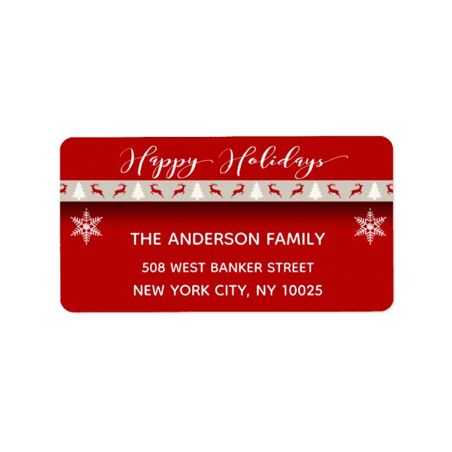 Weihnachtsfeiertag - Happy Holidays Red Deer Adressaufkleber (Vorne)