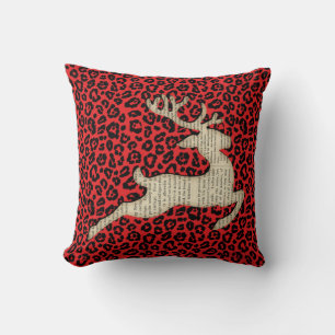 Weihnachtsfeiertag Hirsch Red Black Leopard Print Kissen