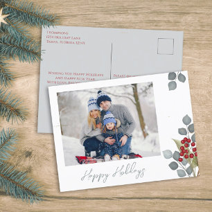 Weihnachtsfeiertag Holly Berries Grüne 1 Foto Feiertagspostkarte