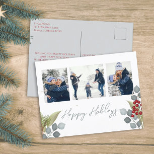 Weihnachtsfeiertag Holly Berries Grüne 3 Foto Feiertagspostkarte