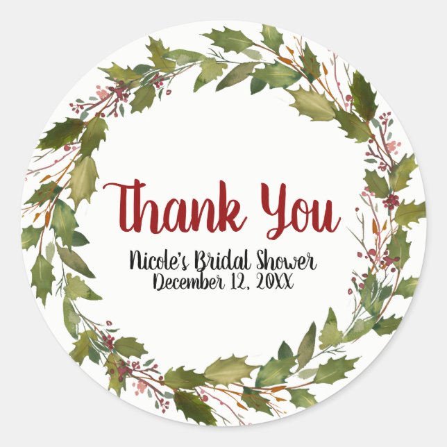 Weihnachtsfeiertag Holly Berry Verlasse Wintergeis Runder Aufkleber (Vorderseite)