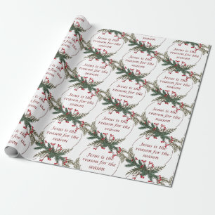 Weihnachtsfeiertag Holly Berry Wreath Geschenkpapier