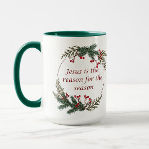 Weihnachtsfeiertag Holly Berry Wreath Tasse