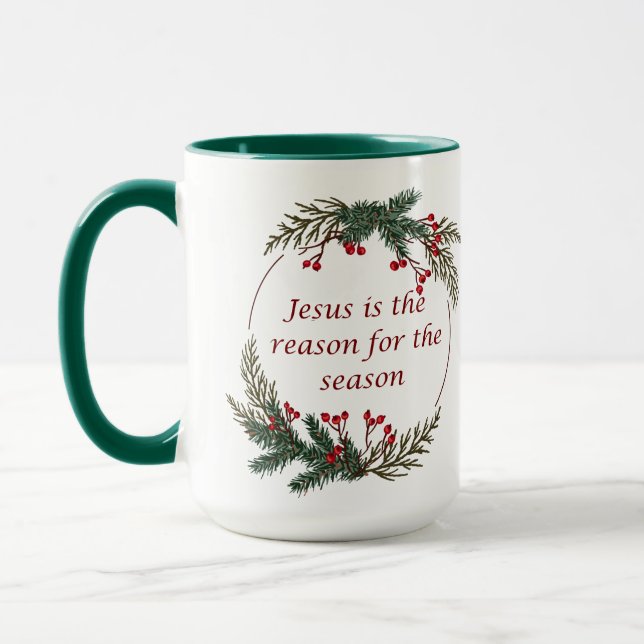 Weihnachtsfeiertag Holly Berry Wreath Tasse (Links)