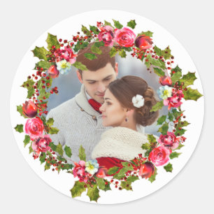 Weihnachtsfeiertag Holly Wreath und Foto Sticker
