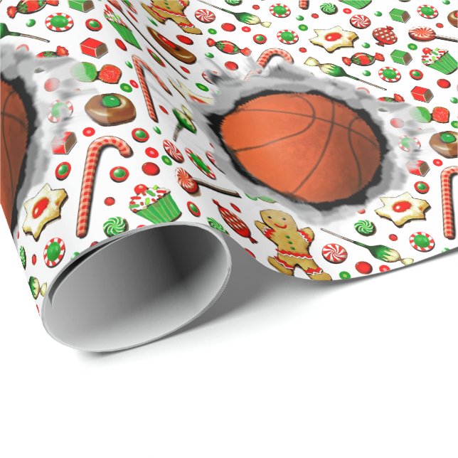 Weihnachtsfeiertag im Basketball Geschenkpapier (Rolleneckpunkt)