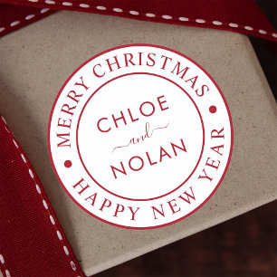 Weihnachtsfeiertag im benutzerdefinierten Text Runder Aufkleber
