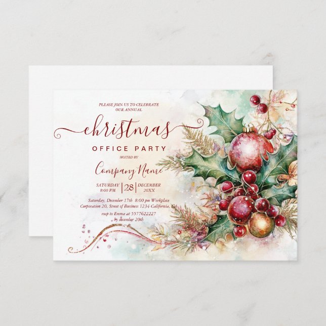 Weihnachtsfeiertag im Blumenkeller - Winter-Arrang Einladung (Vorne/Hinten)