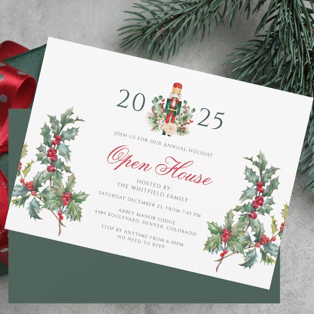 Weihnachtsfeiertag im Haus Berries Urlaub Einladung (Family Christmas Open House Berries Holiday Invitation)