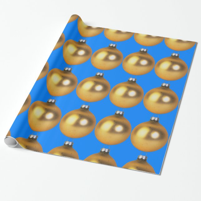 Weihnachtsfeiertag in Blau und Gold Geschenkpapier (Ungerollt)