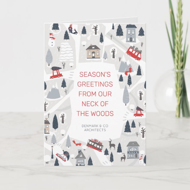 Weihnachtsfeiertag in der Stadt Gruß Einladung (Vorderseite)