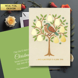Weihnachtsfeiertag in einem Birnenbaum Folien Feiertagskarte
