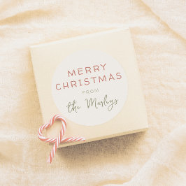 Weihnachtsfeiertag in Rot und Grün im Retro Runder Aufkleber