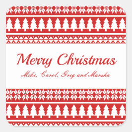 Weihnachtsfeiertag in Rot und Weiß Quadratischer Aufkleber