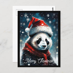 Weihnachtsfeiertag in Santa Panda Postkarte