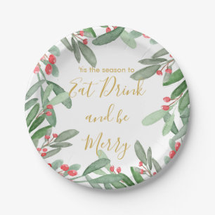 Weihnachtsfeiertag Jahreszeit Holly Wreath Bright Pappteller
