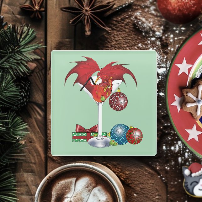 Weihnachtsfeiertag Joy Dragon Glasuntersetzer (Von Creator hochgeladen)