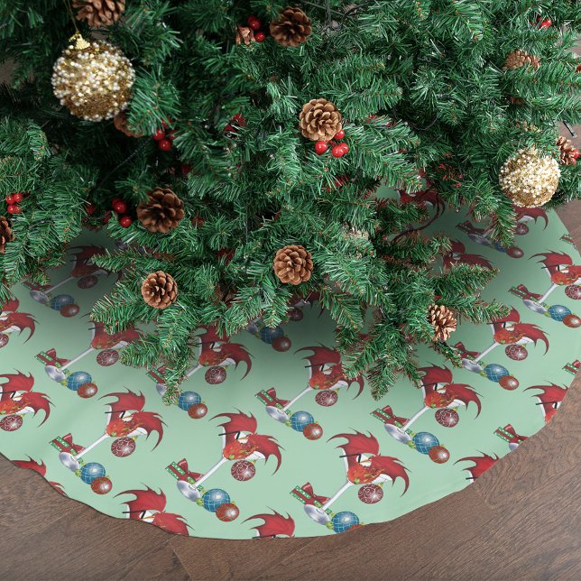 Weihnachtsfeiertag Joy Dragon Polyester Weihnachtsbaumdecke (Von Creator hochgeladen)