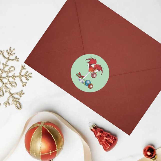 Weihnachtsfeiertag Joy Dragon Runder Aufkleber (Von Creator hochgeladen)