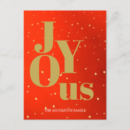 Weihnachtsfeiertag Joy Red Gold Elegante Feiertagspostkarte