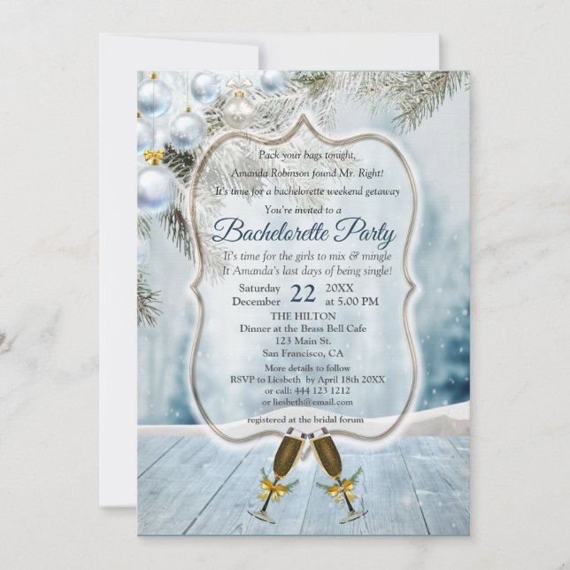Weihnachtsfeiertag Junggeselinnen-Abschied Einladu Einladung (Vorderseite)