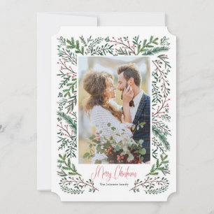 Weihnachtsfeiertag   Kiefernbaumrahmen   Fotokarte Feiertagskarte