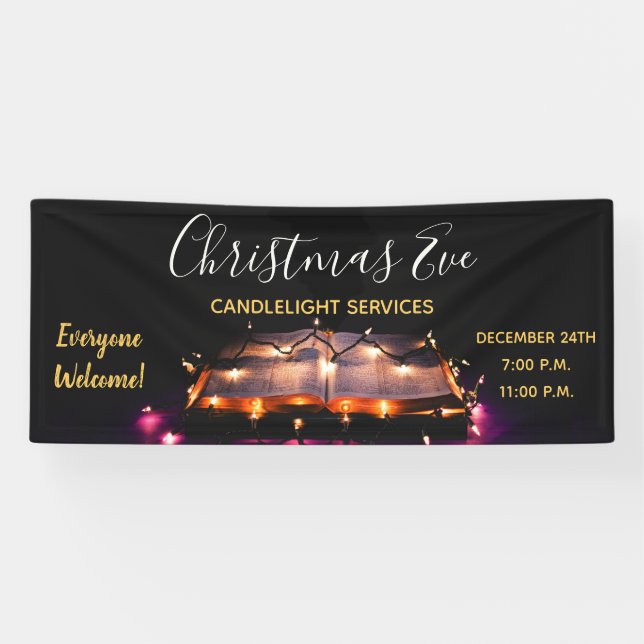 Weihnachtsfeiertag Kirche Candlelight Service Banner (Horizontal)