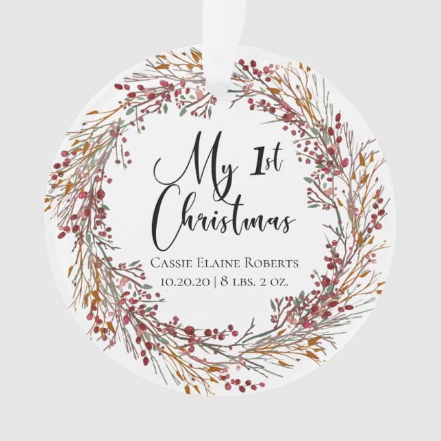 Weihnachtsfeiertag Kraut Erstes Weihnachtsfest Fot Ornament (Vorderseite)