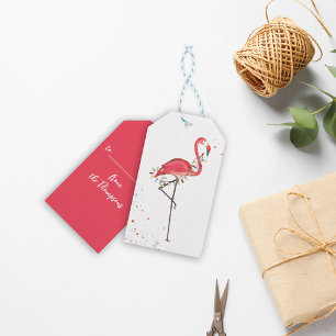 Weihnachtsfeiertag Lichter farbenfrohe Flamingo Geschenkanhänger