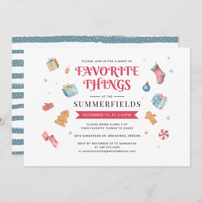 Weihnachtsfeiertag Lieblings-Party Einladung (Vorne/Hinten)