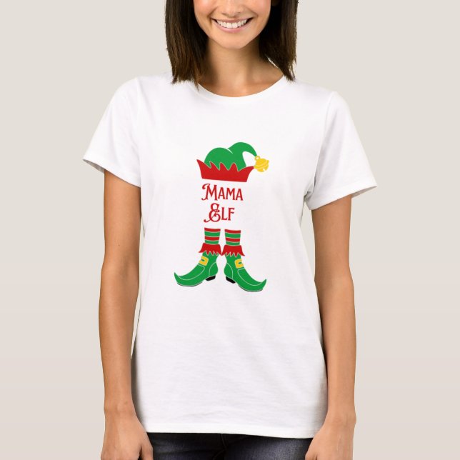 Weihnachtsfeiertag Mama Elf T-Shirt (Vorderseite)