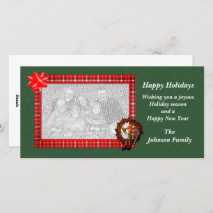 Weihnachtsfeiertag Männliche Elf Wreath Foto-Karte Feiertagskarte