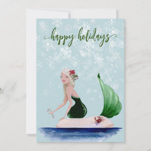 Weihnachtsfeiertag Mermaid Green Feiertagskarte
