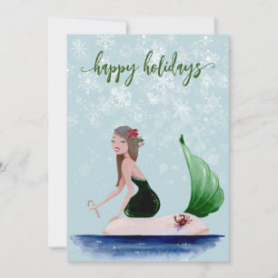 Weihnachtsfeiertag Mermaid Green Feiertagskarte