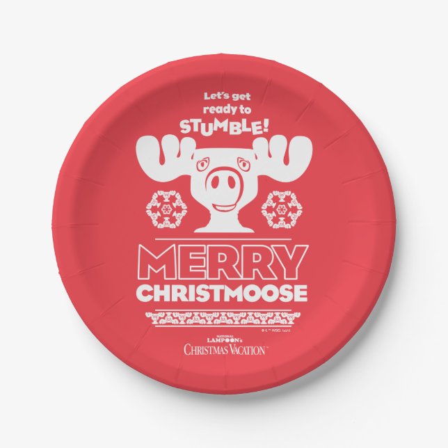 Weihnachtsfeiertag | Merry Christmoose Pappteller (Vorderseite)