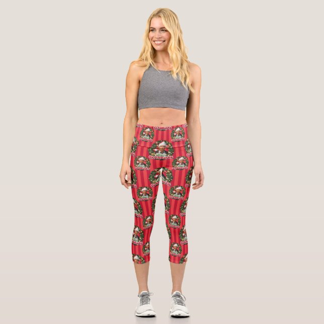 Weihnachtsfeiertag | Merry Clarkmas Muster Capri Leggings (Vorderseite)