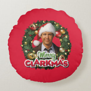 Weihnachtsfeiertag Merry Clarkmas Rundes Kissen