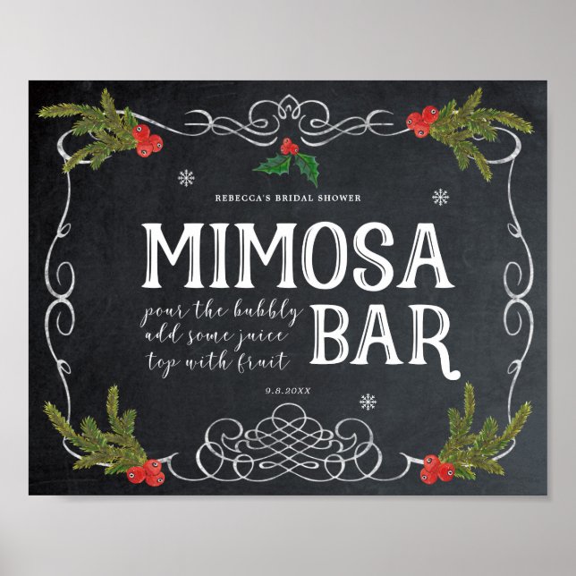 Weihnachtsfeiertag mimosa Bar Hochzeitszeichen Poster (Vorne)